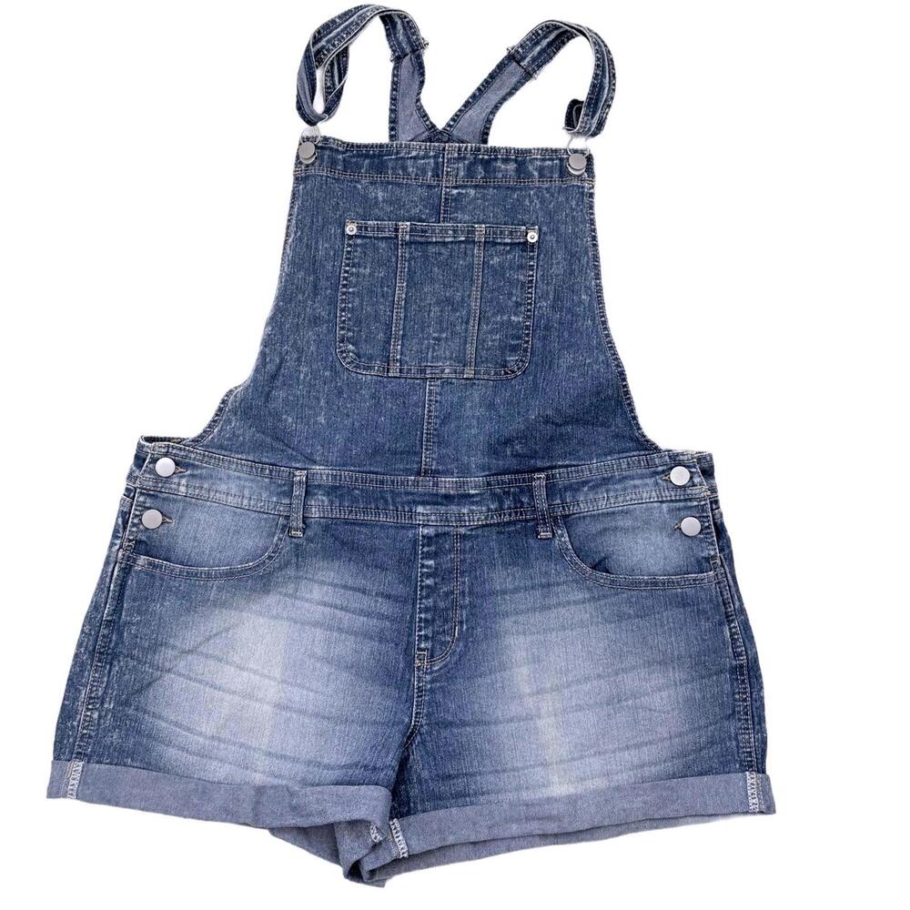 No Boundaries XL Denim Overall Shorts Relaxed Fit